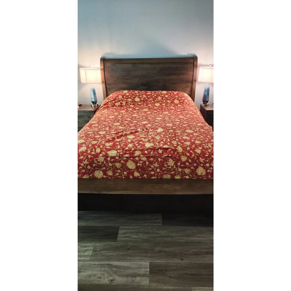 Pottery Barn Collette Vanessa Palampore Red Linen Blend Queen Full Duvet Sham